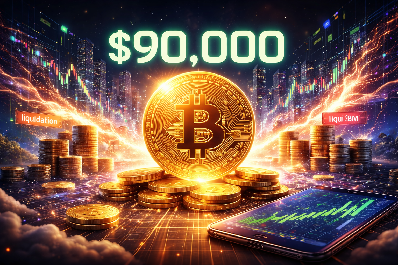 Bitcoin dispara para US$90K e liquidação de US$120M em shorts